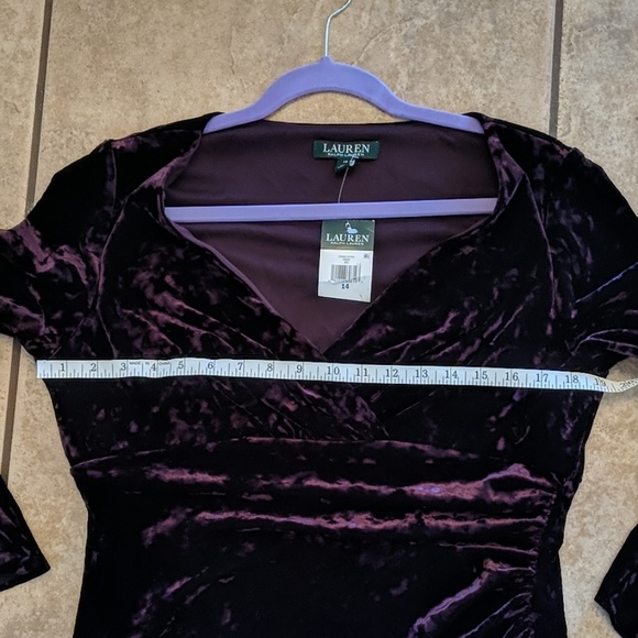 RALPH LAUREN dark purple velvet faux wrap cocktail dress NWT - Picture 12 of 12